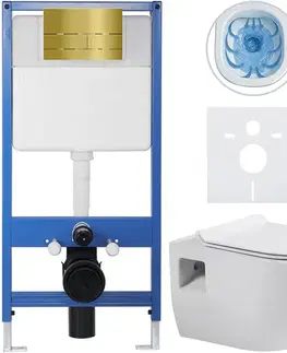 Záchody CERANO - Kompletný WC set Profi/Dure - biela lesklá - WC tlačidlo Line/Zlatá - predstenová inštalácia - 51x35 CER-8050BD84293