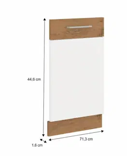 Kuchynské dolné skrinky KONDELA Vega ZM dvierka na umývačku 713x446 cm dub lancelot / biely vysoký lesk