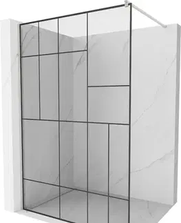 Sprchové dvere MEXEN/S - Kioto Sprchová zástena WALK-IN 90 x 200, čierny vzor 8 mm, nikel kefovaná 800-090-101-97-78