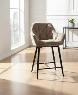 Kuchynské a jedálenské stoličky Signal Barová stolička CHERRY H-2 Velvet | béžová
