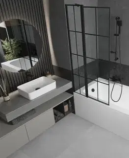 Sprchové dvere MEXEN/S - Vega obdĺžniková vaňa 160 x 70 cm s panelom + vaňová zástena 80, čierna vzor 550116070X9408117077