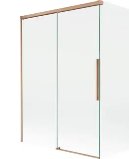 Sprchové dvere MEXEN/S - Rox vaňová zástena 2-krídlová posuvná 120 + 70 x 150, transparent, měď kartáčovaná 8C9-120-070-65-00