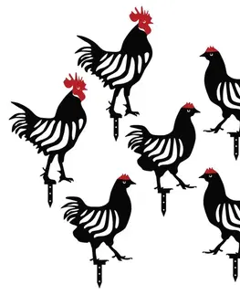 Bytové doplnky a dekorácie Súprava dekoratívnych kovových doplnkov do záhrady Chicken Family 6