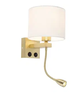 Lampy Inteligentná nástenná lampa zlatá s bielym tienidlom vrátane Wifi A60 - Brescia