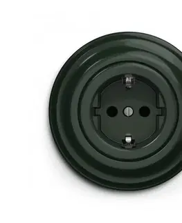 Predlžovacie káble Reblig - Retro domová zásuvka s rámikom SCHUKO 230V/16A zelená RG0061+RG0112