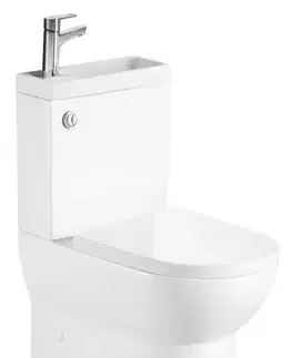 Záchody AQUALINE - JALTA HYGIE WC kombi s umývadlom, Rimless, spodný/zadný odpad, biela PB103H