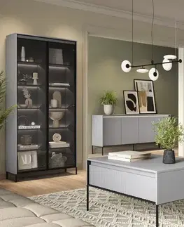 Komody Dig-net nábytok Komoda SWING TR-03 s LED osvetlením | sivá