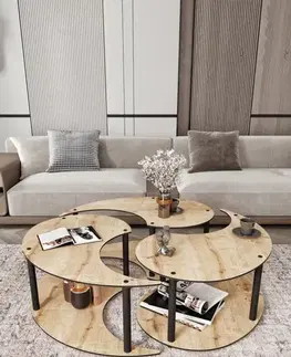 Sady stolíkov Súprava konferenčných stolíkov Yin Yang 3 70 - Oak