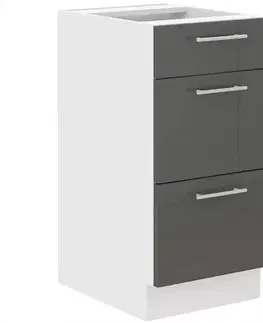 Kuchynské skrinky stojace Kuchynská skrinka Lara 40d 3s Bb Mdf Šedá lesk