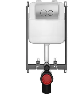 Záchody CERANO - Závesné WC s bidetom Basic/Cronus Standard - biela lesklá - WC tlačidlo Dualo/Strieborná - na zamurovanie - 59,3x38,4 CER-8050BD86431