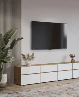 TV stolíky BRENDON 40 skrinka pod televízor 4V4S, dub Wotan/biela