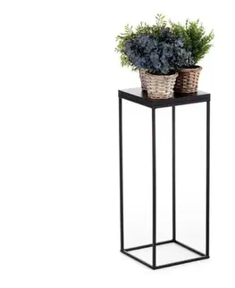 Stojany na kvetiny HowHomely Stojan na kvety BASICLOFT 60x24 čierna HH-BL-01-60BB-MDF