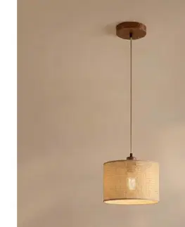 Svietidlá  Luster AIDA na lanku 1xE27/15W/230V, priemer 25 cm, dub/rafia LM-1.98/DĄB RUSTIK/RAFFIA 250