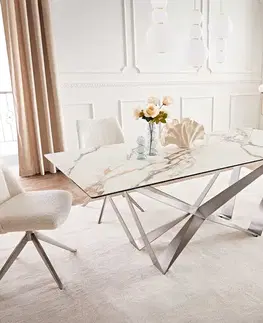 Jedálenské stoly DELIFE Jedálenský stôl Edge 200x100 keramika Calacatta Luxe bielo-zlato-šedá Spider plochá oceľ nerezová oceľ