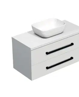 Kúpeľňový nábytok Kúpeľňová skrinka s čiernou úchytkou a krycou doskou SAT Cube Way 100x53x46 cm biela lesk CUBE46C1003BISAT45 CUBE46C1003BISAT45