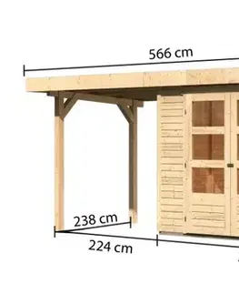s prístreškom Drevený záhradný domček RETOLA 4 Lanitplast