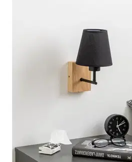 Svietidlá BRILAGI - Nástenná lampa NUBILA WOOD 1xE27/25W/230V dub/čierna BG1561+BG1568