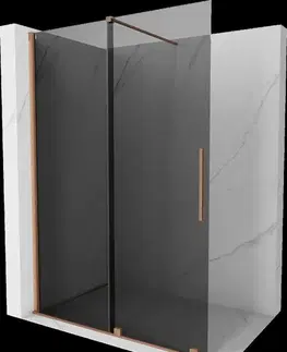 Sprchové dvere MEXEN/S - Velar Sprchová zástena posuvná Walk-in 150 x 200, grafit 8 mm, meď kartáčovaná 871-150-000-43-65