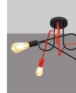 Svietidlá  Prisadený luster OXFORD 4xE27/15W/230V čierna/červená W-2016/4 BK+RD/H