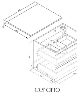 Kúpeľňový nábytok CERANO - Kúpeľňová skrinka Carole + doska pod umývadlo Navira Slim - 18 mm - betónovo šedá - 60x49,8x46 CER-8050BD82985