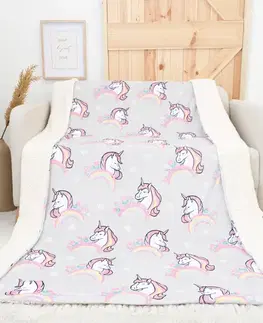Deky MKLozkoviny.sk Baránková deka mikroplyš Exclusive 150 × 200 cm – Jednorožec