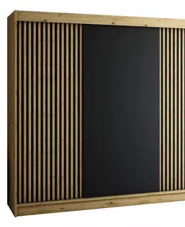 Šatníkové skrine Skriňa Lamelo 250 Dub Artisan/čierna