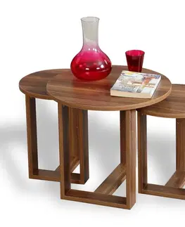 Konferenčné stolíky Odkladací stolík Mira Walnut, 3 ks