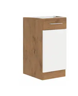 Kuchynské dolné skrinky KONDELA Vega D40 1F BB kuchynská skrinka dub lancelot / biely vysoký lesk