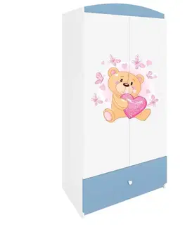 Skrine do izieb Skriňa Babydreams modrá – Medveď s motýľmi