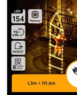 Vianočné dekorácie  B.V.  - LED vonkajšia vianočná dekorácia 154xLED/3,6W/230V/8 funkcií 1,6m IP44 teplá biela B10303Y22