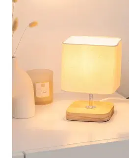 Lampy Atmosphera - Stolná lampa TOXEY 1xE14/25W/230V borovica/béžová 167571