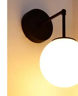 Svietidlá  Nástenná lampa MOON 1xE27/15W/230V čierna KK-2022+8020/1 BK+WT/H