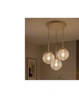 Svietidlá BRILAGI - Závesné svietidlo na lanku STELLA 3xE27/60W/230V béžové/zlaté 85-012B
