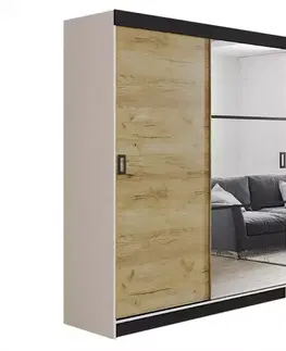 Spálňové šatníkové skrine Skriňa Retro 138 5L Biely / Dvierka zlatý craft