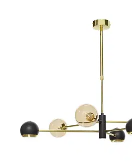 Svietidlá Jupiter 1966 - Luster na tyči MOKA 3xGU10/10W/230V + 3xG9/10W/230V zlatá/čierna/béžová 1966