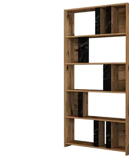 Knižnice Knižnica Lima - Walnut, Black Marble