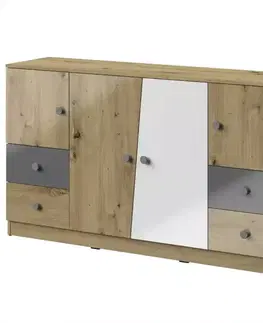 Komody do detskej izby Komoda Nero 06 160 – Šedá Lesk