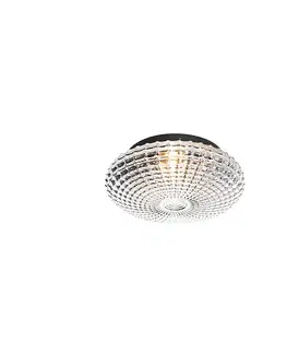 Stropné osvetlenie Klasické stropné svietidlo čierne s dymovým sklom 23 cm IP44 - Nohmi