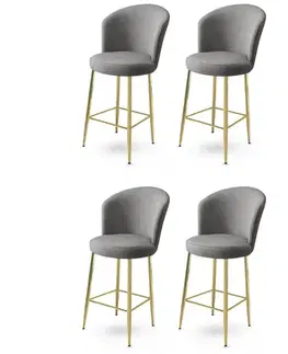Barové stoličky Bar Stool Set (4 Pieces) Alte - Grey, Gold