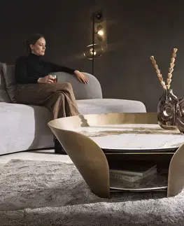Konferenčné stolíky DELIFE Konferenčný stolík Skafi 100x40 cm keramika Minas melange metalická zlatá