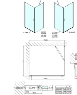 Sprchové dvere POLYSAN - ZOOM Black obdĺžniková sprchová zástena 900x1000 L/P varianta ZL1290BZL3210B