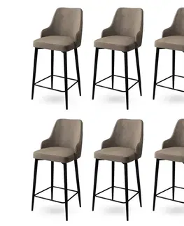 Barové stoličky Bar Stool Set (6 Pieces) Enox - Cappuccino, Black