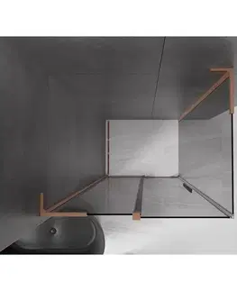 Sprchovacie kúty MEXEN/S - Velar L sprchovací kút, posuvné dvere 110 x 120, grafit, meď kartáčovaná 871-110-120-43-65