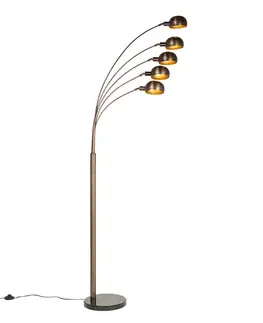 Stojace lampy Dizajnová stojaca lampa tmavo bronzová so zlatom 5-svetlo - Sixties Marmo
