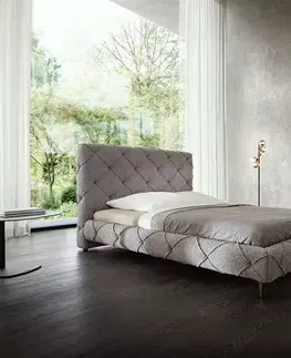 Čalúnené postele DELIFE Čalúnená posteľ Nayara 140x200 cm bouclé strieborno-sivá
