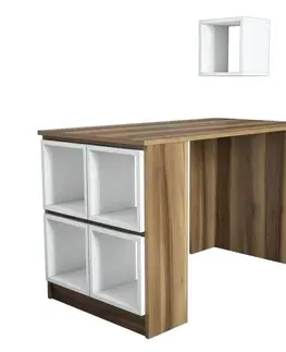 Písacie stoly Písací stôl Box - Walnut, White