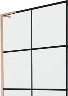 Sprchové dvere MEXEN/S - Next L vaňová zástena FIX 90 x 150, čierna vzor, meď kartáčovaná 895-090-000-03-77-65