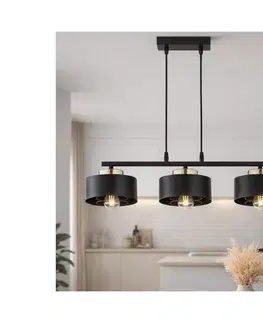 Svietidlá BRILAGI - Závesný luster na kábli SPRING 3xE27/60W/230V čierna/zlatá 77-006B
