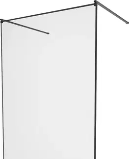 Sprchové dvere MEXEN/S - KIOTO Sprchová zástena WALK-IN voľne stojaca 110 x 200, transparent/čierna vzor 8 mm, čierna 800-110-002-70-70