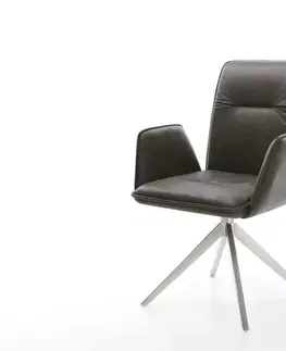 Jedálenské stoličky DELIFE Otočná jedálenská stolička Vinja-Flex mikrovlákno antracitová vintage krížová podstava široká nerezová oceľ 360° otočná hojdacia funkcia